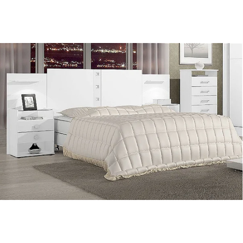 Cabeceira Casal com Mesa de Cabeceira Rubi D Doro Móveis -branco