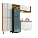 Ver imagem 1 de Armário de Cozinha Florença Branco 5 Portas e Nichos Moderno:Amêndoa/Branco