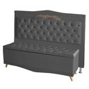 Ver imagem 1 de Kit Cabeceira de Cama Box e Calçadeira Baú Madri King 195cm Suede Grafite