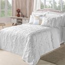 Ver imagem 1 de Kit Cobre Leito Colcha Diamante Queen 5 Peças Bordado Floral Dupla Face 180 Fios - Branco - 100%