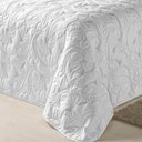 Ver imagem 2 de Kit Cobre Leito Colcha Diamante Queen 5 Peças Bordado Floral Dupla Face 180 Fios - Branco - 100%