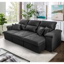 Ver imagem 1 de Sofá Retrátil Reclinável Trento 2,30m Suede Velut Cinza Molas no Assento - King House