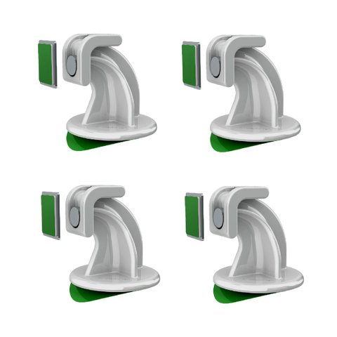 Prendedor de porta magnético adesivo para porta pivotante Branco - 4 unidades