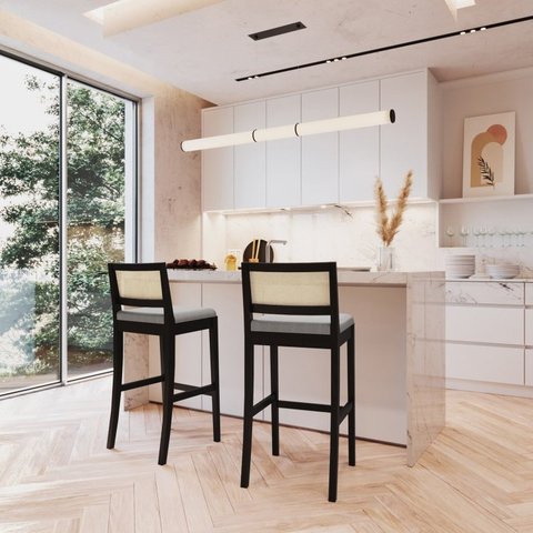 Conjunto 2 Banquetas Altas Bistrô Tiê CabeCasa MadeiraOriginals