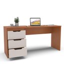 Ver imagem 3 de Mesa Escrivaninha Madri Escritório 3 Gavetas 163x77cm Creme/Freijó 250705