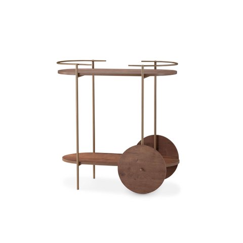 Carrinho Bar Multiuso Bebidas Café Domo Design Orgânico Metal Dourado