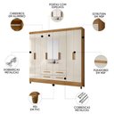Ver imagem 3 de Guarda Roupa Casal 204cm com Espelho Vitta Freijó/off Z17 - Mpozenato