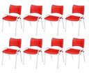 Ver imagem 2 de Cadeira Iso Base Branco Escola, Escritório Vermelho Kit 8 Un