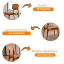 Ver imagem 5 de Conjunto com 2 Cadeiras Malta Gold em Madeira Maciça para Sala de Jantar Moderna Mobília