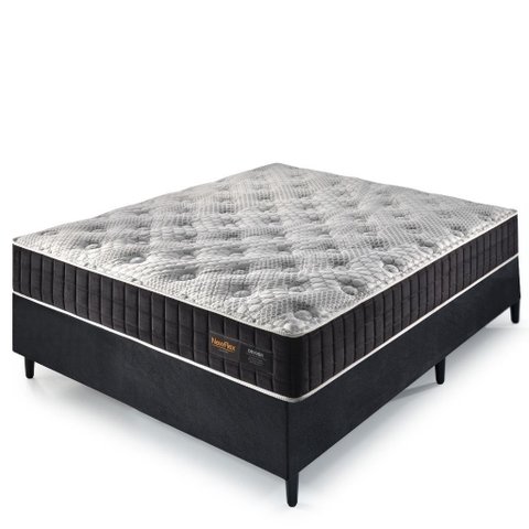 Cama Box Colchão Casal 138x188x67 com Molas Ensacadas Denver Preto