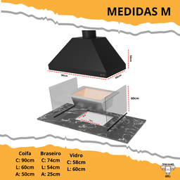 Kit de Churrasqueira Gourmet M na Cor Preta - 6