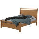 Ver imagem 1 de Cama de Casal Cabeceira com Detalhes Curvos Madeira Reali Amêndoa Clean