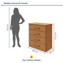 Ver imagem 4 de Cômoda para Quarto 4 Gavetas Puxadores Cromados Moderno Baião 88cm Marrom Amêndoa Clean