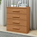 Ver imagem 1 de Cômoda para Quarto 4 Gavetas Puxadores Cromados Moderno Baião 88cm Marrom Amêndoa Clean