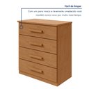 Ver mais imagens de Cômoda para Quarto 4 Gavetas Puxadores Cromados Moderno Baião 88cm Marrom Amêndoa Clean
