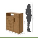 Ver imagem 6 de Cômoda 1 Porta 6 Gavetas com Chave e Nicho da Vinci Marrom Amêndoa Clean