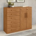 Ver imagem 1 de Cômoda 8 Gavetas 2 Portas com Chave 142cm Toronto Marrom Amêndoa Clean