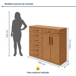 Cômoda 8 Gavetas 2 Portas Toronto Lopas - 9