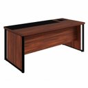 Ver imagem 4 de Mesa Executiva para Escritório Diretor com Caixa de Tomadas Porta Objetos 200cm Corporate Louro Preto Marrom