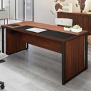 Ver imagem 1 de Mesa Executiva para Escritório Diretor com Caixa de Tomadas Porta Objetos 200cm Corporate Louro Preto Marrom