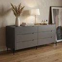 Ver imagem 1 de Cômoda para Quarto Bend 6 Gavetas MDF sem Puxadores Grigio com Preto Casa Lar Shop