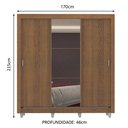 Ver imagem 3 de Guarda-Roupa Casal Madesa Lyon Plus 3 Portas de Correr com Espelho 4 Gavetas com Pés Rustic Cor:Rust