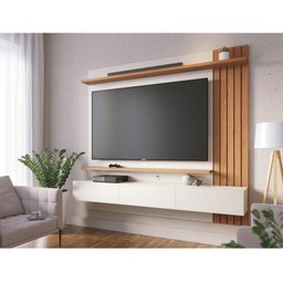 Painel para Tv Home Suspenso Ambiente Juriti 1.8 Off White Matte Freijó – Colibri - 1 Painel para Tv Home Suspenso Ambiente Juriti 1.8 Off White Matte Freijó – Colibri - 1