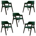 Ver imagem 1 de Kit 5 Cadeiras Sala de Jantar e Jogos Carteados Madeira Maciça Poker Veludo Verde/capuccino G42 - Gr