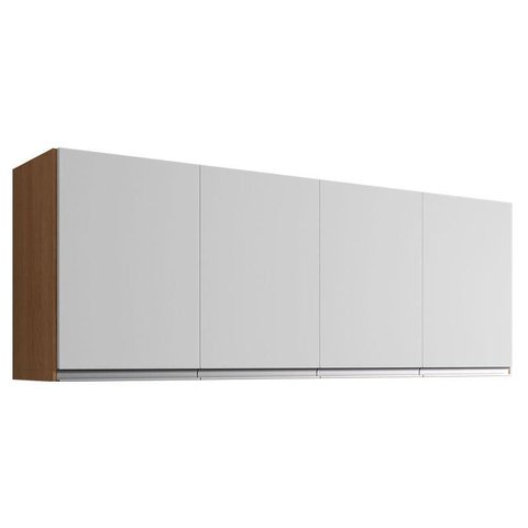 Armário Aéreo para Cozinha Andréia 4 Portas 150cm Amêndoa Branco - Ajl