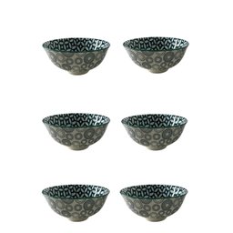 6 Bowls Cumbucas Tigelas Porcelana Estampada 300ml Mek Kit 6 Tigelas Cumbucas Bowls 300ml para Caldo - 1