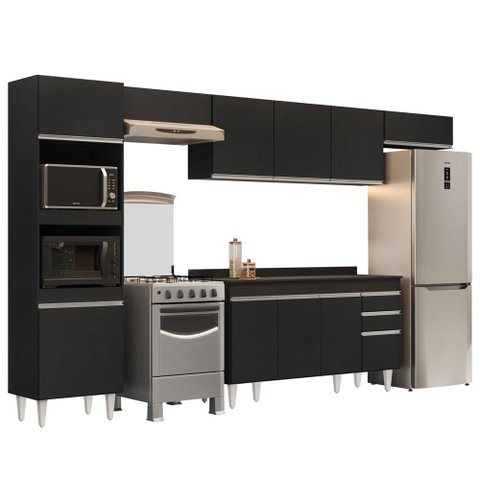 Armário de Cozinha Modulada 5 Peças CP14 Balcão com Tampo Preto - Lumil Lumil Móveis