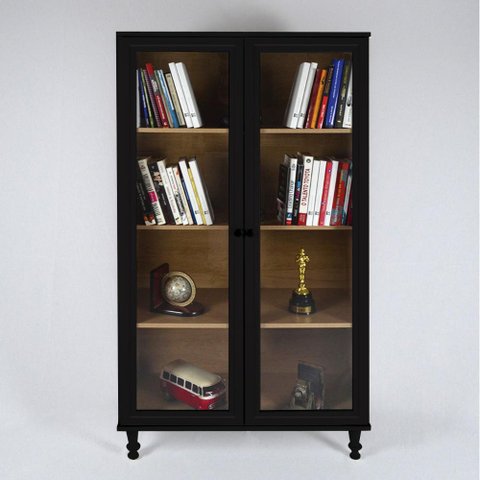 Armário Multiuso 2 Portas de vidro Ditália E-957 Cor:Preto