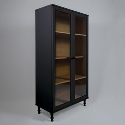 Armário Multiuso 2 Portas de vidro Ditália E-957 Cor:Preto - 4 Armário Multiuso 2 Portas de vidro Ditália E-957 Cor:Preto - 4