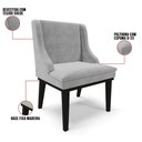 Ver mais imagens de Kit 6 Cadeiras Estofadas Para Sala De Jantar Base Fixa De Madeira Preto Lia Suede Cinza - Ibiza