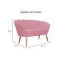 Ver imagem 3 de Namoradeira Decorativa Pétala Suede Rosa Pés Madeira Ms Decor