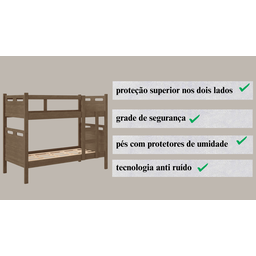Beliche Cama Solteiro para Meninos Confortável Cor:legno - 3