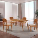 Ver imagem 1 de Mesa de Jantar Copper 120cm Tampo Mdf com 4 Cadeiras Moderna Veludo Creme/naturalle/naturalle