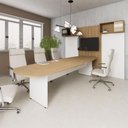 Ver imagem 1 de Mesa de Reunião Orgânica 320cm x 110cm Pés Painel Escritório F5 Office Cor:Macadâmia com Branco