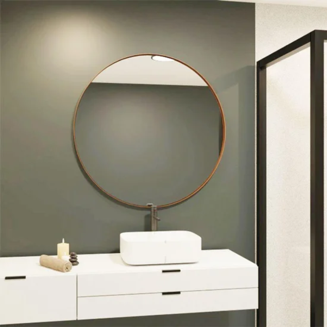 Espelho Redondo Adnet com Moldura + Suporte Quarto Sala Banheiro - 4