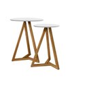 Ver imagem 2 de Kit 2 Mesas Laterais Base em Madeira Maciça Classic