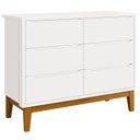 Ver imagem 2 de Cômoda Infantil 6 Gavetas com Guarda Roupa Classic Elfe Branco Acetinado com Pés Madeira - Reller