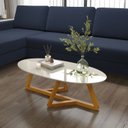 Ver imagem 5 de Mesa de Centro Classic Oval MDF Pés em Maderia Maciça Tebarrot Bege