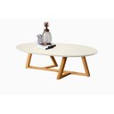 Ver imagem 2 de Mesa de Centro Classic Oval MDF Pés em Maderia Maciça Tebarrot Bege