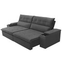 Ver imagem 6 de Sofá Retrátil Reclinável para Sala 4 Lugares 270cm Niels F04 Veludo Cinza Escuro - Lyam Decor