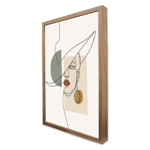 Quadro Decorativo Caixa Alta com Vidro Abstrato Elegance TaColado Moldura Madeira 120 x 80cm