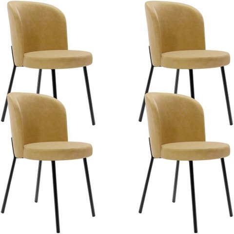 Kit 4 Cadeiras Sala de Jantar Estofada Gavi L02 Couríssimo Fendi