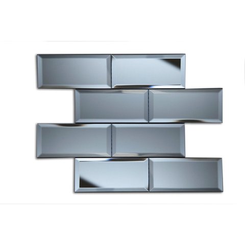 Pastilha de Vidro Refletivo de 37cm x 30cm Rende Glass Mosaic Cinza/Grey