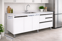 Ver imagem 3 de Gabinete Cozinha Mdp 1,44m Elegance com 6 Pés e Amplo Espaço:branco