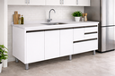 Ver imagem 1 de Gabinete Cozinha Mdp 1,44m Elegance com 6 Pés e Amplo Espaço:branco