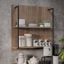 Ver imagem 2 de Prateleira Industrial Dupla Cozinha Suspenso Painel Parede Eri 70,5cm Freijó M12 - D'Rossi